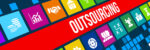 Outsourcing concept image with business icons and copyspace.